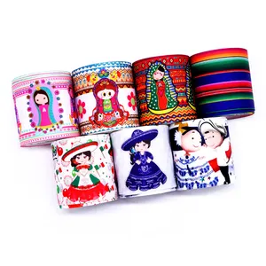 Mexico Style Grosgrain Ribbon with resin flatbacks Set