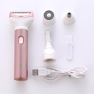 Tondeuse électrique 4-en-1 pour femme, rechargeable par USB, avec tête de coupe en acier inoxydable, pour poils du nez, du corps, des sourcils et du visage - Product Image 1