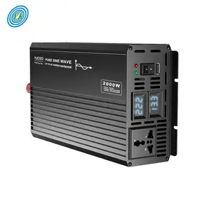 Yucoo nhà máy giá 12V 24V 48V 60V đến 220V 230V tinh khiết Sine Wave Inverter 2000W xe Power Inverter