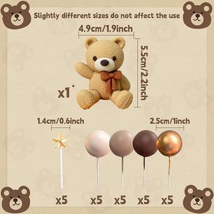 Set Decorazione Torta Crema Marrone Oro, Topper Orsetto Stella Pallina, Striscione Bandierine, Decorazioni <span class=keywords><strong>per</strong></span> Feste di Compleanno e Baby Shower - Product Image 2