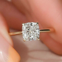 Bague de fiançailles solitaire en diamant de laboratoire taille coussin 2 carats à 4 griffes, or massif 10K 14K 18K, certifiée IGI CVD/HPHT, personnalisable