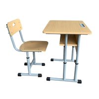 Ensemble de bureau et chaise d'école en bois minimaliste, table d'étude réglable avec étagère de rangement, mobilier de classe naturel et écologique