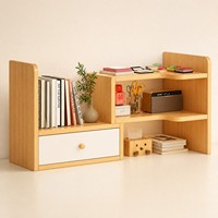 Organiseur de bureau en bois avec tiroir et étagères de rangement multi-niveaux pour la maison, le bureau, la salle d'étude et la chambre
