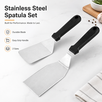 Spatule en acier inoxydable durable EVERSUN, bords biseautés, poignée en plastique, compatible lave-vaisselle/micro-ondes/four