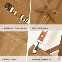 Tablier en toile de haute qualité avec logo brodé personnalisé, 100% coton, double poches, tablier de cuisine pour chef, restaurant, ceinture réglable