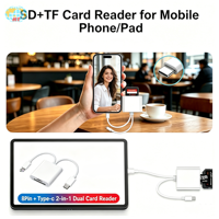 Câble lecteur de carte intelligent USB C+iOS, compatible avec iPad, tablette Android, lecteur de carte mémoire SD TF portable, interface Type-C