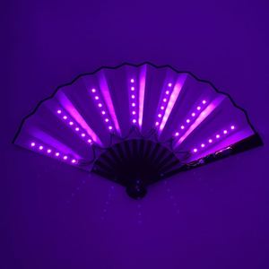 En Stock: Abanico Plegable LED de 8 Pulgadas con Mango de Bambú, Diseño Duradero con Arte Folclórico para Decoración de Fiestas y Bodas - Product Image 6