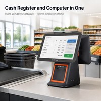 Terminal de point de vente à double écran tactile capacitif tout-en-un, caisse enregistreuse 15,6 pouces avec imprimante thermique intégrée de 58 mm, Windows I5 8 Go