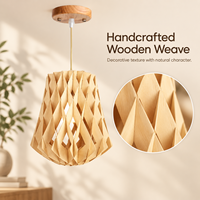 Lampe suspendue en bois de tilleul nordique avec abat-jour tressé pour chambre à coucher, chevet, salon, lecture – Vente directe usine