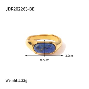 Anillo de Dedo de Acero Inoxidable con Piedra Natural, Joyería Personalizada Popular - Product Image 5