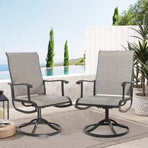 Sillones de comedor con <span class=keywords><strong>balancín</strong></span> giratorio para patio moderno de metal para exteriores con respaldo alto de tela de malla transpirable para uso en sala de estar y parque - Product Image 1