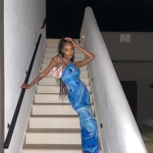 Summer Sexy Bohemia Printing Halter Neck Backless Maxi Long Dress for Women - Product Image 4