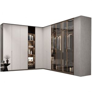 Contemporary Design L Shape Bedroom Closet Practical Custom Wooden Wardrobe Melamine Finish Plywood Armoire Cabinet - Product Image 6