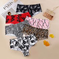 Braguitas sin costuras de seda helada para mujer, talla grande, de tiro medio, estampadas, invisibles, transpirables, para deporte y yoga