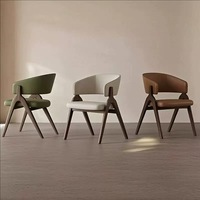 Chaise de salle à manger en cuir minimaliste nordique italienne, fauteuil avec dossier rembourré amovible pour hôtels et restaurants