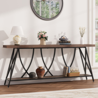 Table console moderne de luxe en bois massif pour salon et entrée d'hôtel avec rangement