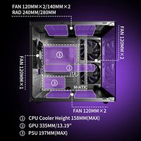 Boîtier PC MOROVOL ATX Full Tower 270 Panoramique avec panneau acrylique, boîtier d'ordinateur de jeu, 3 ventilateurs préinstallés, USB 3.0, noir (V3)
