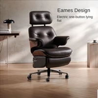 Chaise de bureau électrique de luxe en cuir de vache véritable ergonomie moderne patron PDG exécutif inclinable électrique grande chaise