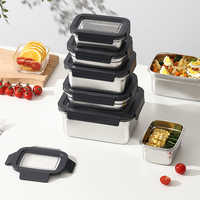 Boîte à lunch portable en acier inoxydable 304, boîte de préparation de repas, récipient de conservation des aliments en acier inoxydable avec couvercle