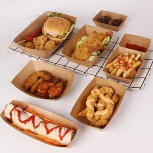 Chất Lượng Cao Tùy Chỉnh In Dùng Một Lần Burger Paper Holder/Giấy Thực Phẩm Sóng Giấy Hotdog Khay