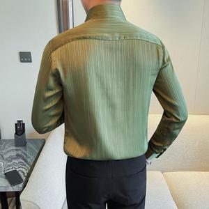 Men's <b>Slim</b> <b>Fit</b> Striped Button-Up <b>Shirt</b> <b>White</b> Long Sleeve Formal Wear No Wrinkle Fabric - Product Image 4