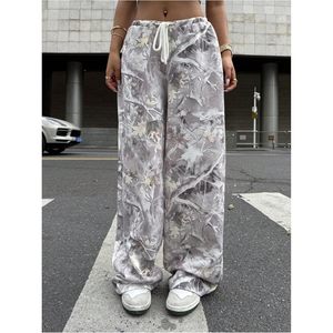 Pantalones Deportivos Anchos con Estampado de Hojas de Arce para Mujer, Tallas Grandes, Cintura Alta, Cordón Ajustable, Elásticos y Transpirables, Estilo Urbano - Product Image 5