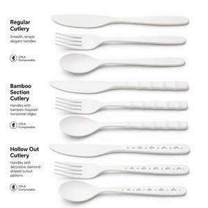 Kit de couverts jetables compostables CPLA en plastique de haute qualité, biodégradables, cuillère, couteau, fourchette pour restaurant et camping - Product Image 5