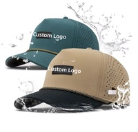 Gorra de Golf Curva Impermeable de 5 Paneles Personalizada, 100% Poliéster Dobby, Gorra Trucker Perforada con Corte Láser, Gorra de Golf con Cierre a Presión