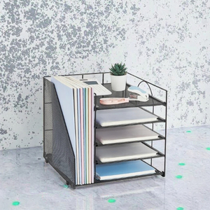 Organizadores de Escritorio, Accesorios, Organizador de Papel y Cartas de Malla Metálica Negra de 5 Niveles con Soporte para Archivos para Oficina/Suministros, Hunan Chin - Product Image 3