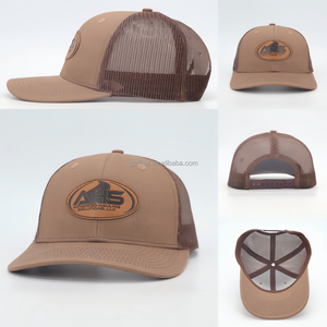 Gorra Trucker Personalizada con Parche de Cuero, Malla Trasera, Cierre Ajustable, Unisex, Marrón, Diseño de 6 Paneles, Estilo Casual - Product Image 2