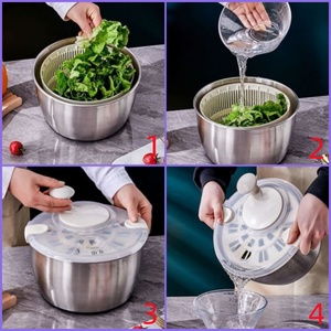 <span class=keywords><strong>Essoreuse</strong></span> manuelle en acier inoxydable 304 pour fruits et légumes, déshydrateur métallique avec <span class=keywords><strong>panier</strong></span> de drainage pour cuisine - Product Image 3