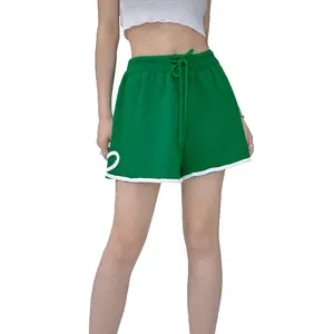Sports Wear Customised Green Hot Shorts Girls Blank Cotton Stretchy Waist Shorts For Women Summer