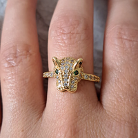 Anneaux en argent sterling 925 plaqués or fin personnalisés Maimang, micro-pavés de zircon, tête de léopard, diamants, panthère, animal