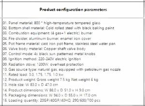 <span class=keywords><strong>Estufa</strong></span> de <span class=keywords><strong>Gas</strong></span> Integrada con 4 Quemadores y 1 Horno Eléctrico de Radiación, <span class=keywords><strong>Estufa</strong></span> de Vidrio 220V con Encendido y Protección Contra Sobrecalentamiento para Cocina Doméstica - Product Image 6