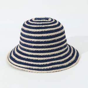 Sombrero de Sol de Yute Natural Blanco y Negro, Nuevo Modelo Verano 2025, Sombrero de Pescador a Rayas con Cuerda, Estilo Vintage para Mujer - Product Image 6