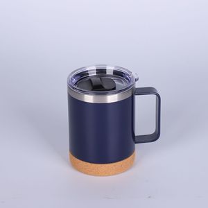 Taza de Viaje de Acero Inoxidable de Alta Calidad para Camping y Oficina, 12 oz, Estilo Moderno, con Base y Tapa de Corcho, Aislamiento Térmico, Ecológica - Product Image 2