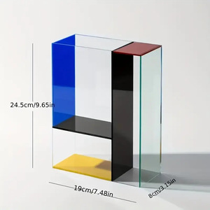 Vaso Decorativo Rettangolare in Acrilico Personalizzato con Design Colorato per Casa, Camera <span class=keywords><strong>da</strong></span> Letto, Soggiorno e Tavolo - Product Image 4