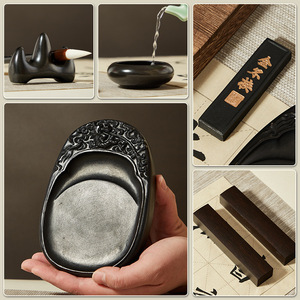 Coffret cadeau d'étude des quatre trésors, ensemble de pinceaux de <span class=keywords><strong>calligraphie</strong></span> pour débutants avec pinceaux, encre, papier, pierre à encre, fournitures - Product Image 4
