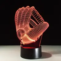 3D светодиодный Ночной светильник с сенсорным управлением, лампа для настроения, бейсбольная перчатка, акриловое освещение для спальни, декоративная перчатка для регби, ночник