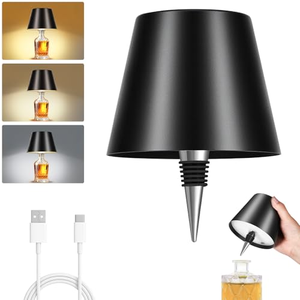 Lampe de table moderne RGB en forme de bouteille de vin, sans fil, rechargeable, à commande tactile, portable, pour restaurant, avec abat-jour intégré - Product Image 1