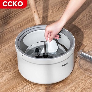 Fregona plana <span class=keywords><strong>de</strong></span> microfibra, accesorio manos libres con cubo, cubo para suelo, gira 360 grados, para limpieza, suelo seco y húmedo, madera dura, color gris y blanco - Product Image 3