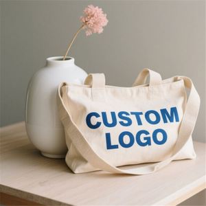 Sac fourre-tout en toile de qualité supérieure avec motif unique, poche et fermeture éclair – Vente en gros - Product Image 3