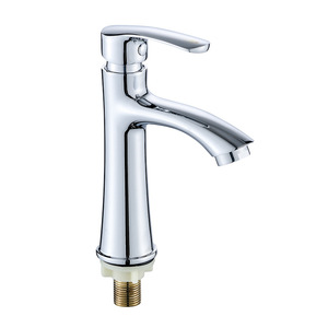 Robinet de lavabo monocommande en acier inoxydable, à poser sur comptoir, monotrou, eau froide, avec cartouche en laiton - Product Image 1
