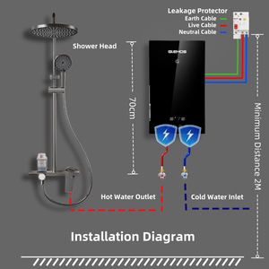 Chauffe-eau électrique instantané <span class=keywords><strong>sans</strong></span> réservoir de haute qualité pour salle de bain, chauffe en 5 secondes, 220V/230V, <span class=keywords><strong>meilleur</strong></span> chauffe-eau instantané - Product Image 6
