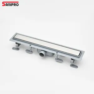 SANIPRO Stainless Steel Anti-odor 2 In 1 Tile Insert Invisible Bathroom Shower Linear Floor Drain with Adjustable Leveling Feet