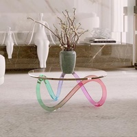 Moderner Luxus-Couch tisch aus klarem, rundem Glas mit Acryl für Wohnzimmer Einzigartige Wohn möbel