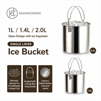 Seaux à glace droits en acier inoxydable HC Wholesale 1L-2L avec poignée en fil poli, refroidisseur à vin pour bar OEM 5 pièces Bar & Commerce de détail