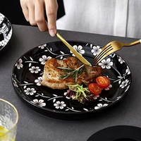 Assiettes à pizza en céramique émaillée pour restaurants, assiettes plates japonaises pour steak