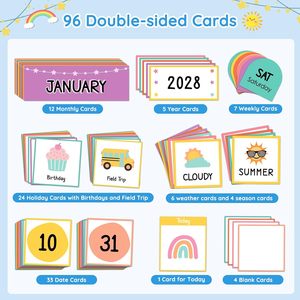 Boho Calendar Pocket Chart 20x24 Inch Educational Cards Time Management Preschool - Product Image 3