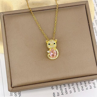 Style coréen japonais Micro-incrusté de pierres précieuses chaîne de clavicule mignon chat personnalité Niche Design polyvalent mode pendentif collier